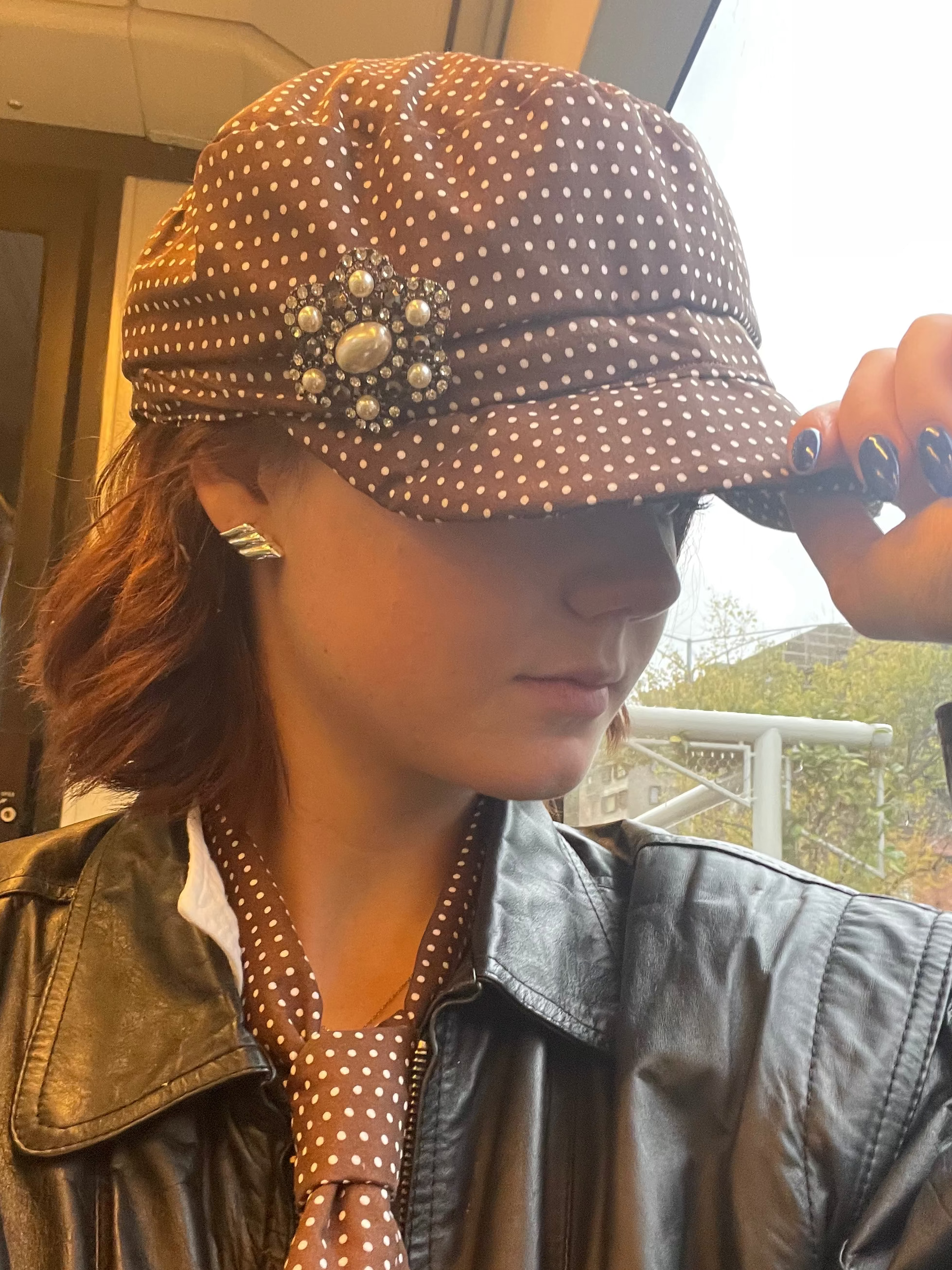 Brown Polka Dot Conductor Hat