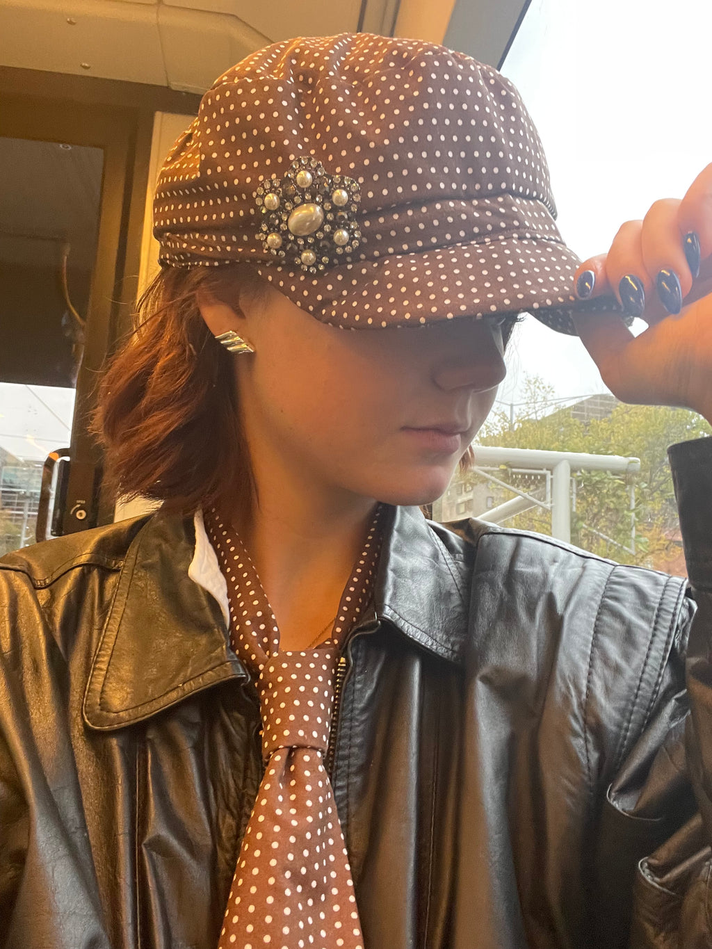 Brown Polka Dot Conductor Hat